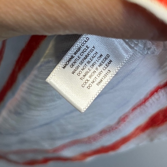 Lisa Todd Striped Tee Cinched Sleeves Cotton Sz M Shirt - Picture 2 of 8